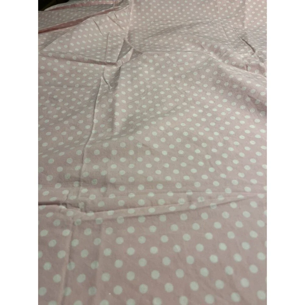 Pottery Barn Kids Pink w White Polka Dot Flat Toddler Sheet